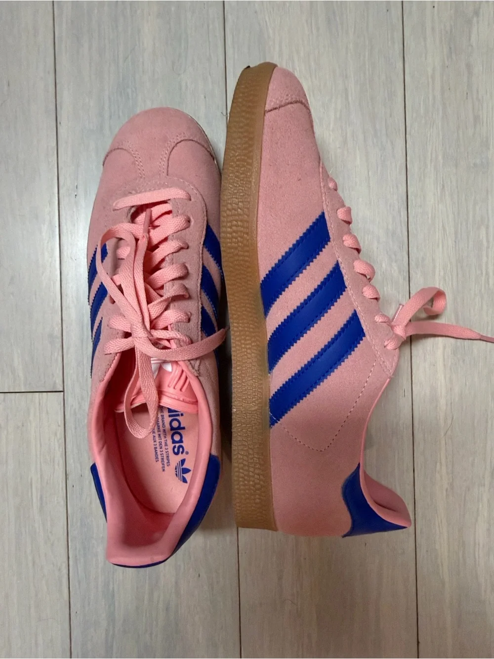 adidas Pink Suede Sneakers with Blue Stripes